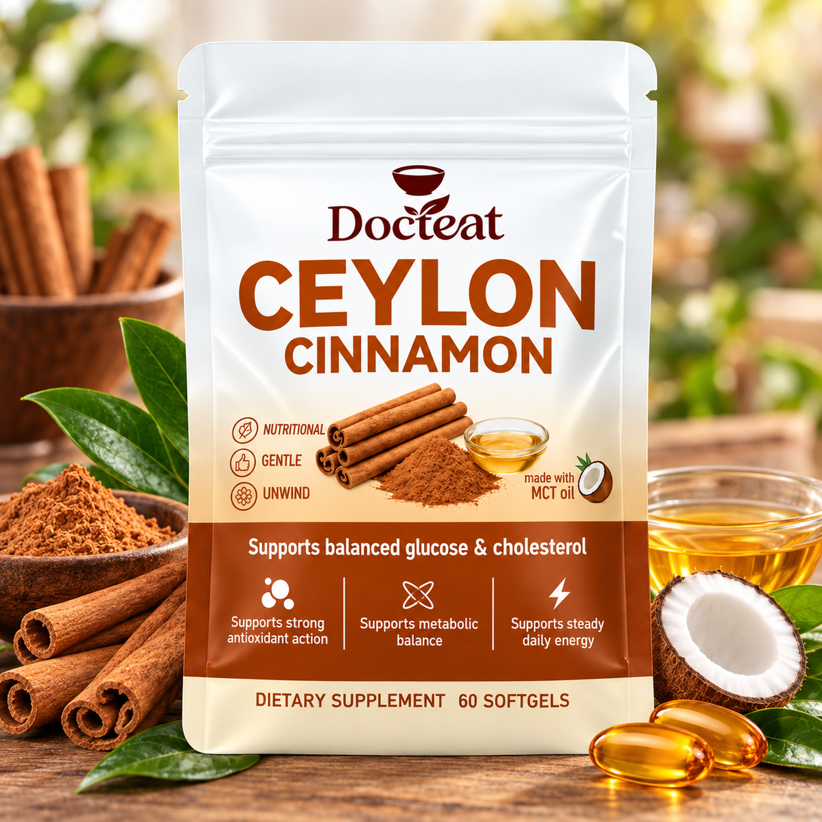 Ceylon™ Cinnamon 7,200 mg Equivalent with MCT Oil