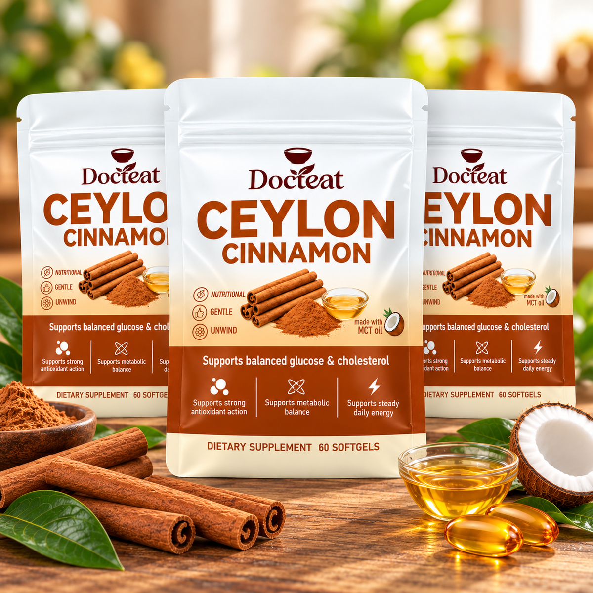 Ceylon™ Cinnamon 7,200 mg Equivalent with MCT Oil