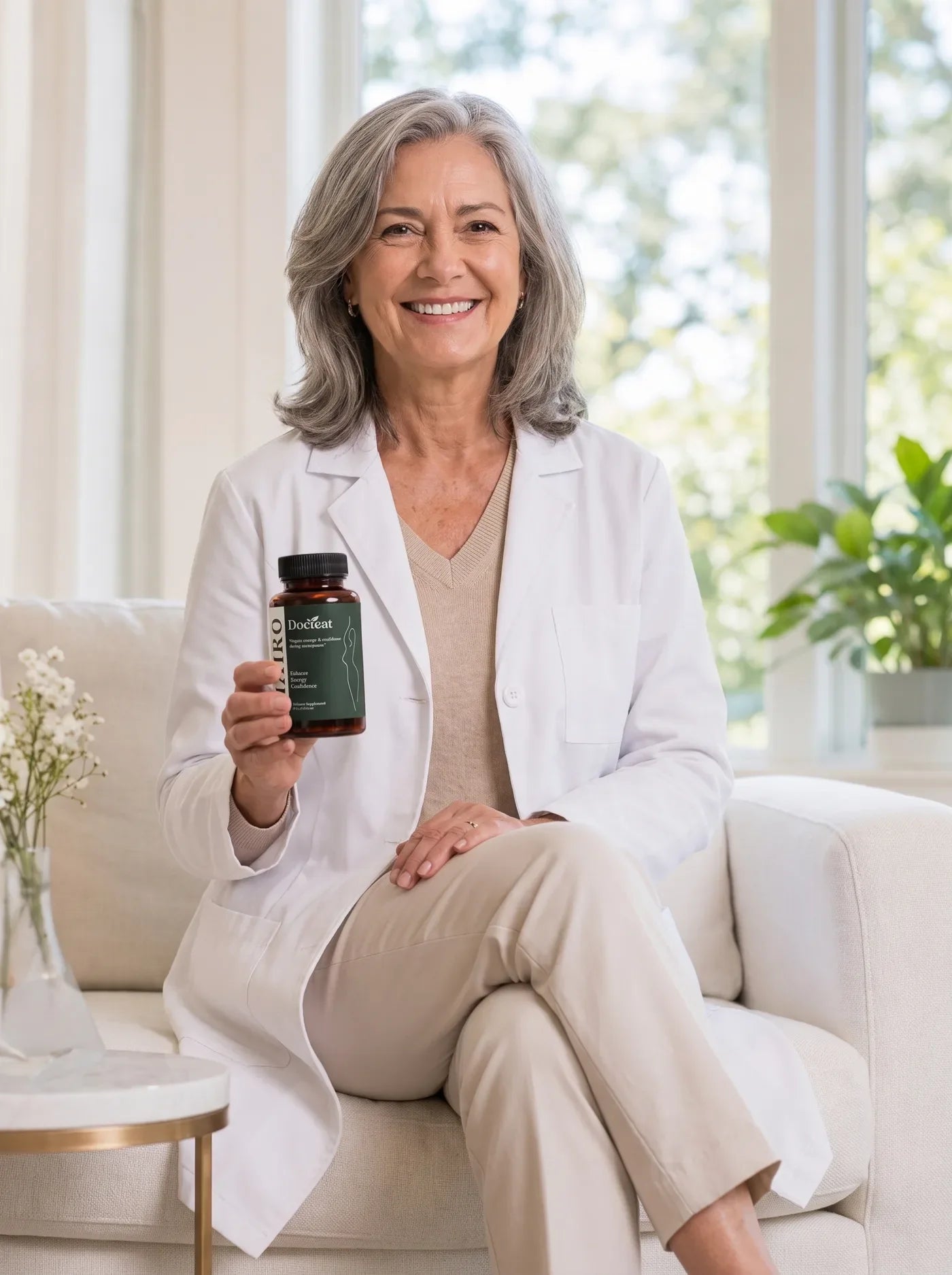 MenoRelief™ — hero doctor holding product 01