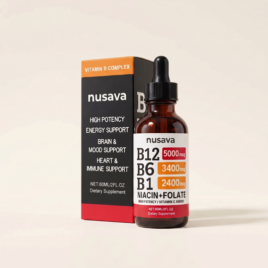 nusava B12 Complex liquid drops — bottle and box