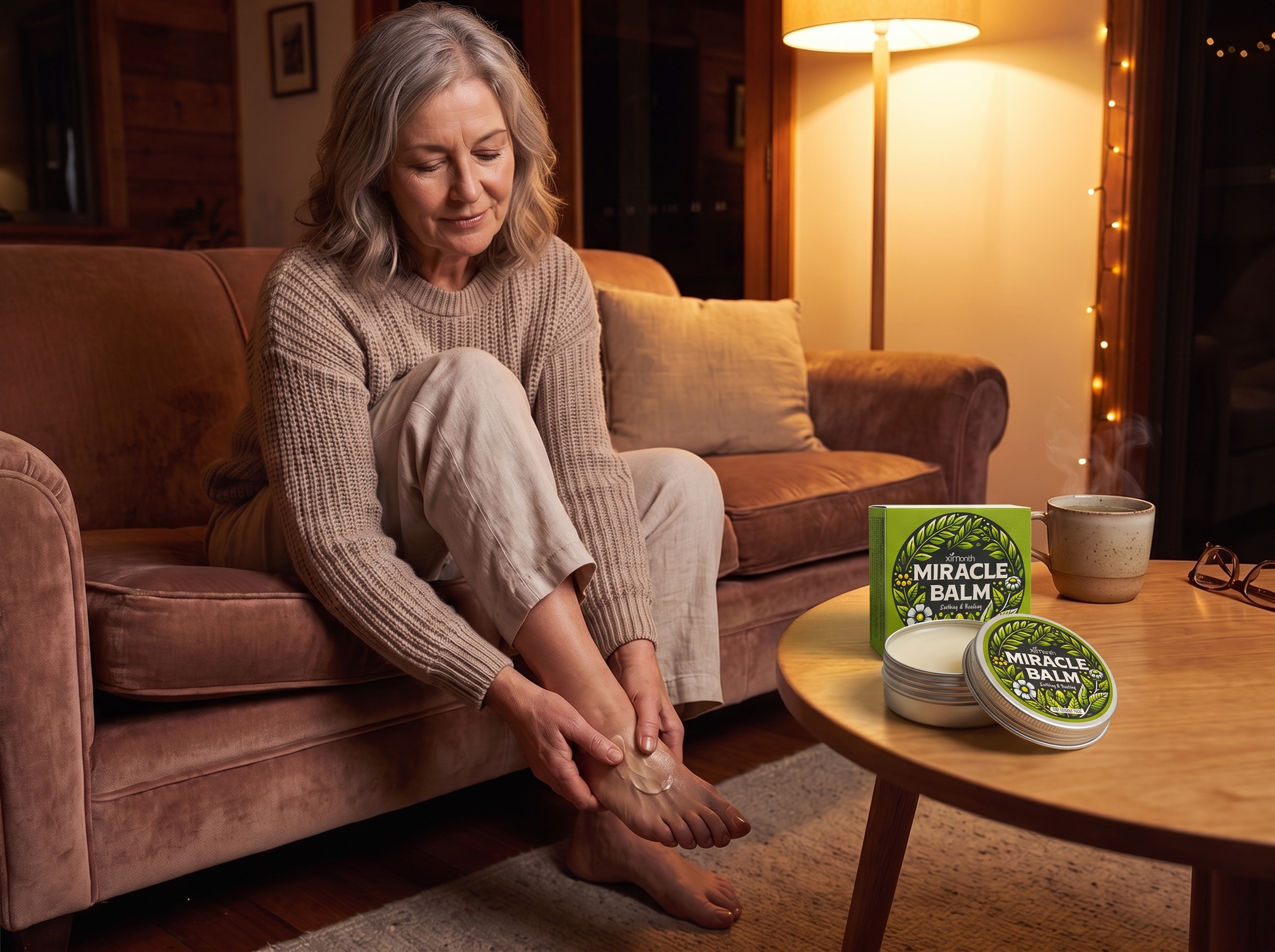 Miracle Balm evening ritual — massaging the balm into the foot