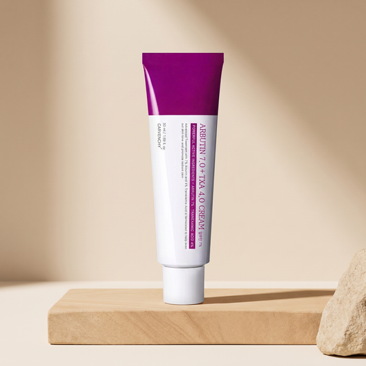 Carvenchy brightening cream on warm cream studio background
